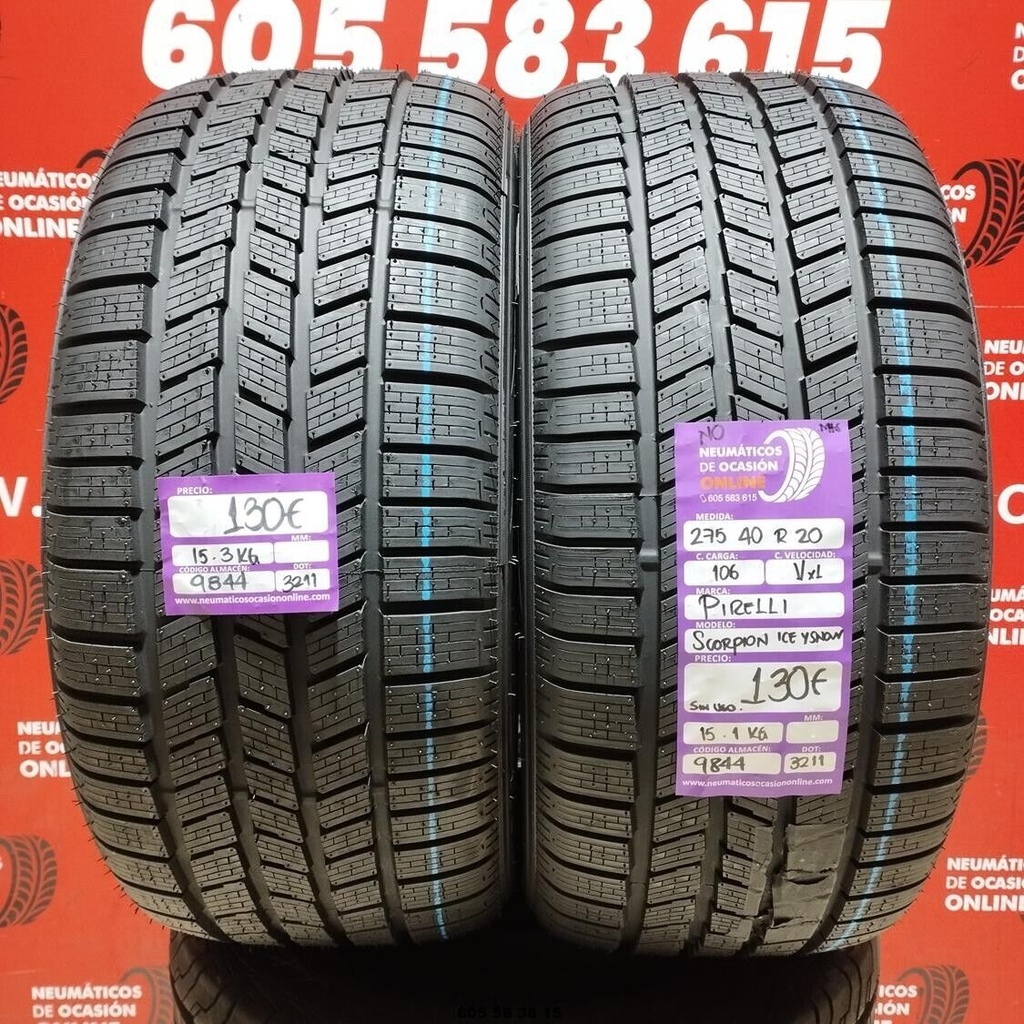 2x 275 40 R20 106VXL PIRELLI SCORPION ICE Y SNOW  NO M+S (SIN USO) REF:9844