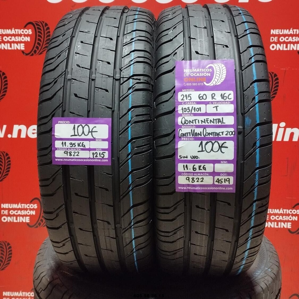 2x 215 60 16C 103/101T CONTINENTAL CONTIVAN CONTACT200 (SIN uSO)Ref.9822