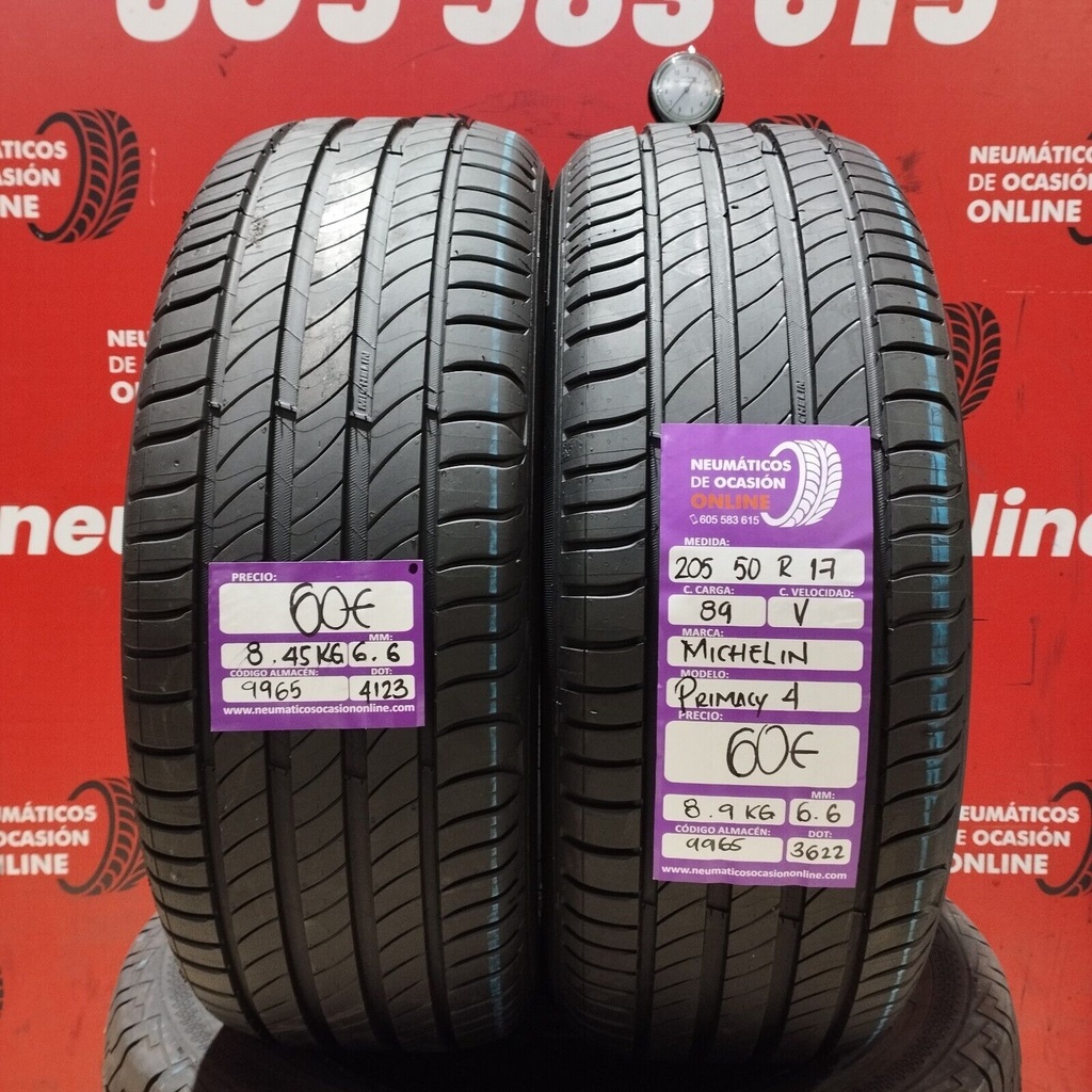 2x 205 50 R17 89V MICHELIN PRIMACY 4 6.6/6.6mm REF:9965