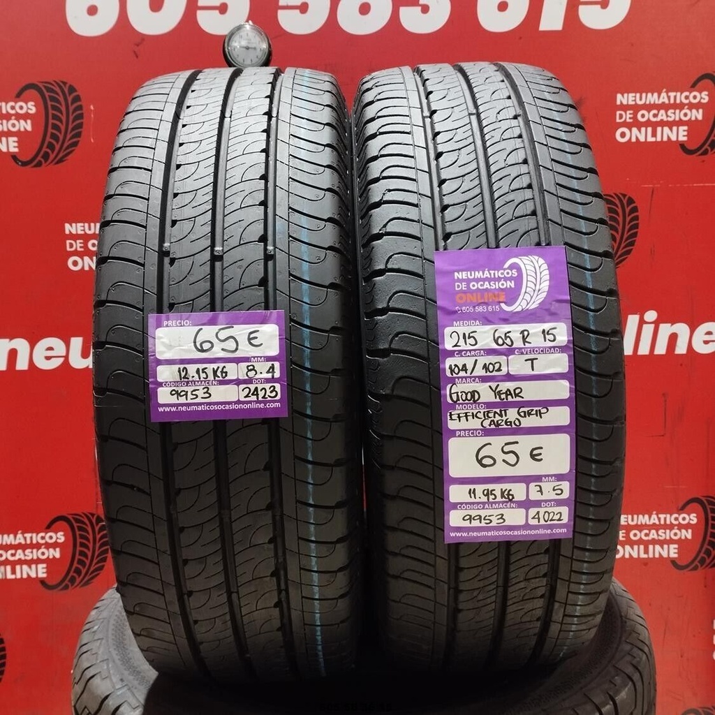 2x 215 65 R15 104/102T GOODYEAR EFFICIENT GRIP CARGO 8.4/7.5mm REF:9953