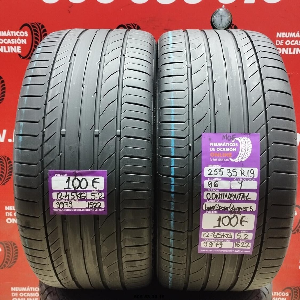 2x 255 35 R19 96Y CONTINENTAL CONTI SPORT CONTACT5 MOE 5.2/5.2mm REF:9979