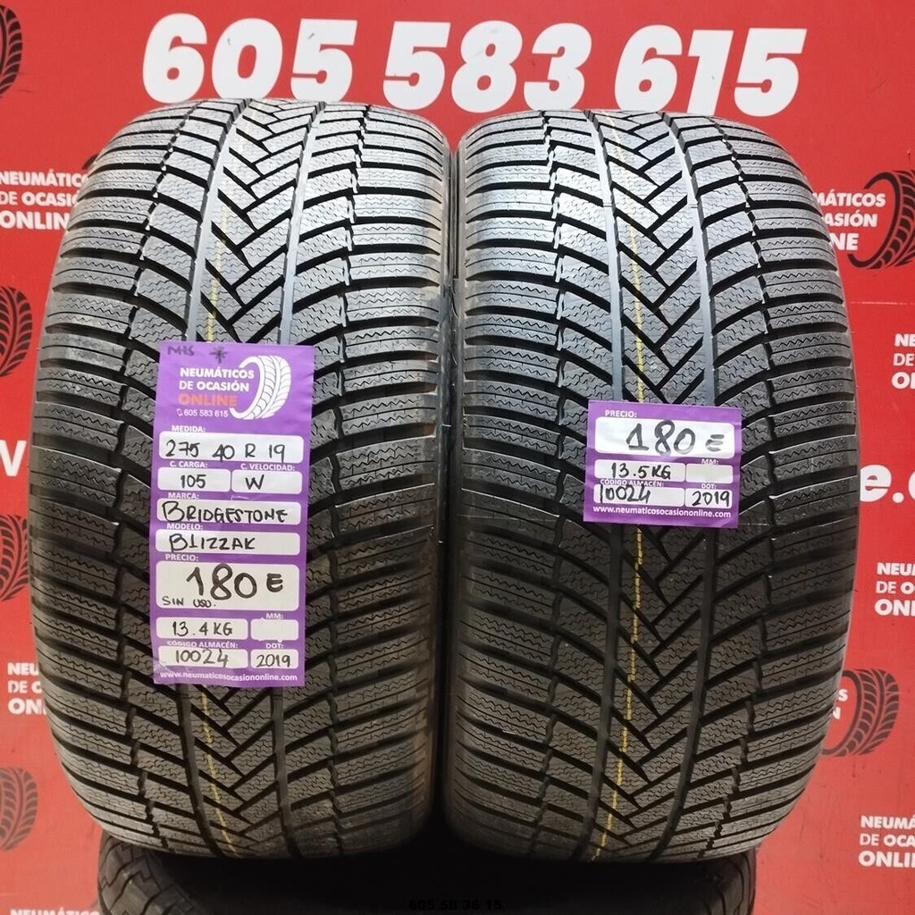 2x 275 40 19 105W BRIDGESTONE BLIZZAK M+S* (SIN USO) Ref.10024