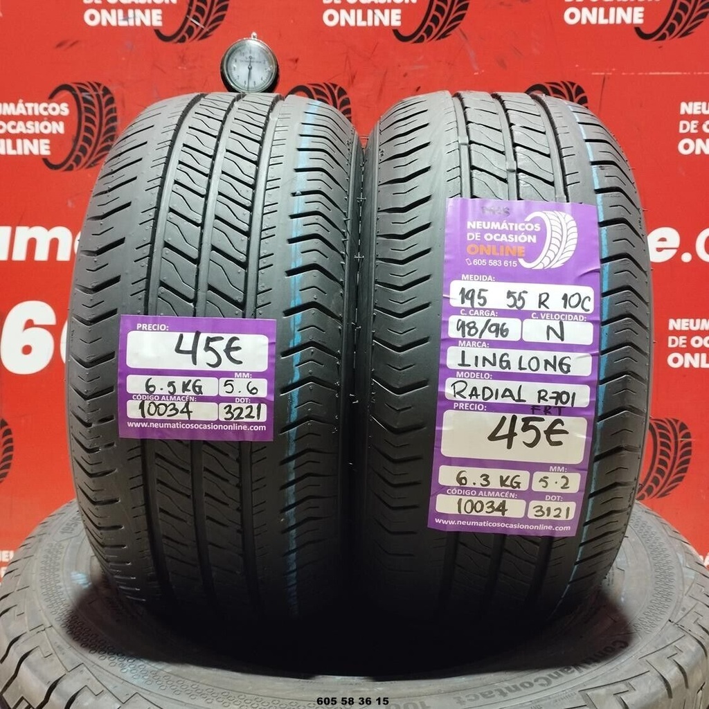 2x 195 55 R 10C 98/96N LINGLONG RADIAL R701 M+S 5.6/5.2mm REF:10034