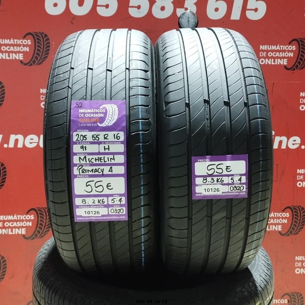 2x 205 55 R16 91H MICHELIN PRIMACY4 5.4/5.4mm REF:10126