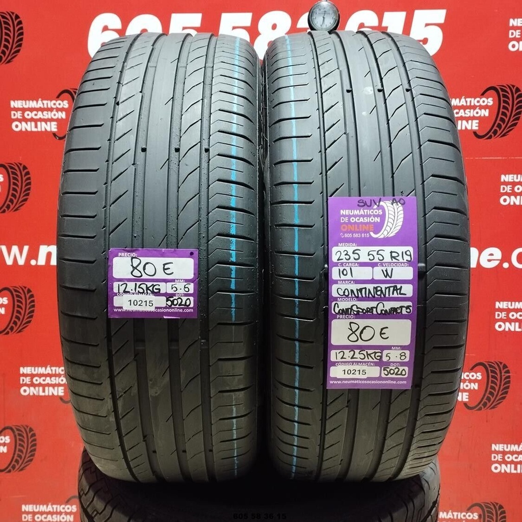 2x 235 55 R19 101W CONTINENTAL CONTISPORT CONTACT5 SUV AO 5.5/5.8mm REF:10215