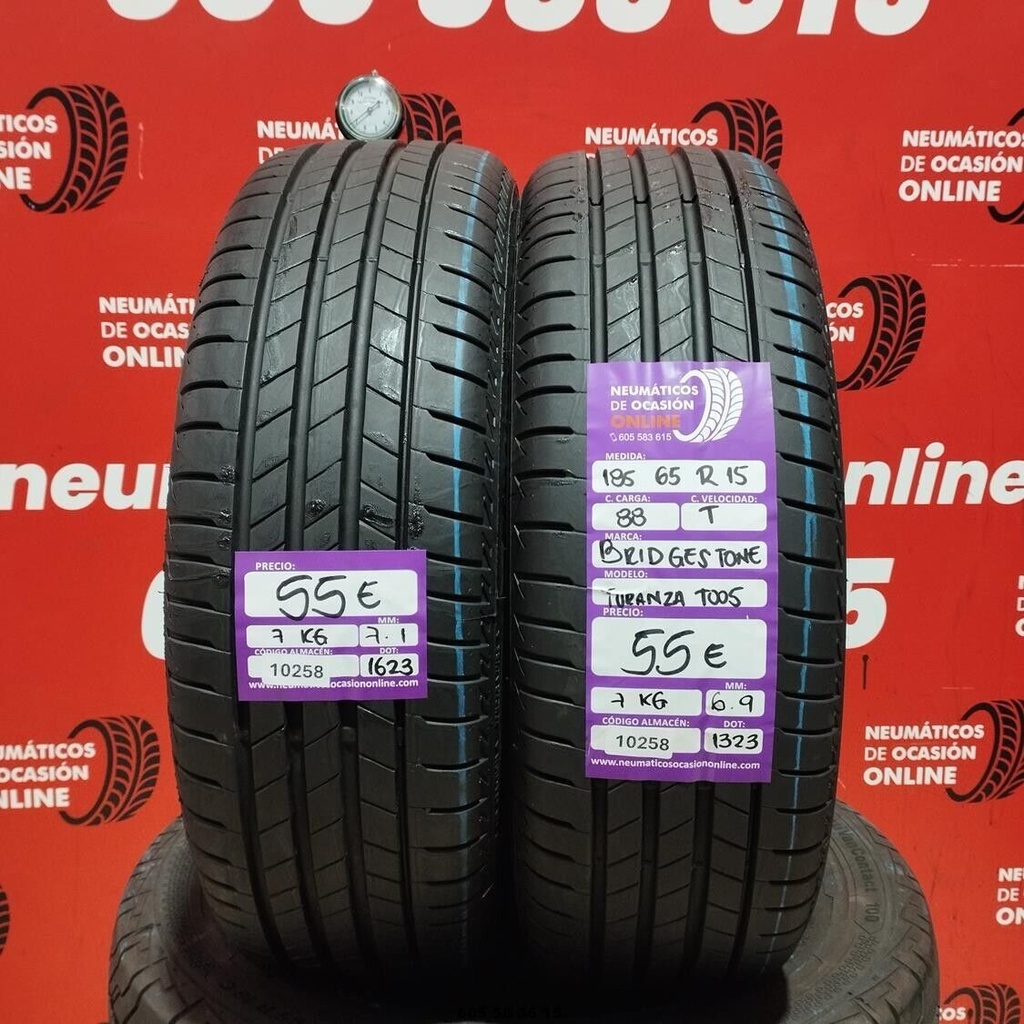 2x 185 65 R15 88T BRIDGESTONE TURANZA T005 7.1/6.9mm REF:10258