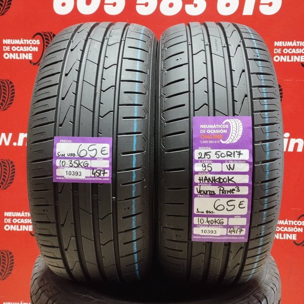 2x 215 50 R17 95W HANKOOK VENTUS PRIME3 DOT:4517/4417 (SIN USO) REF:10393