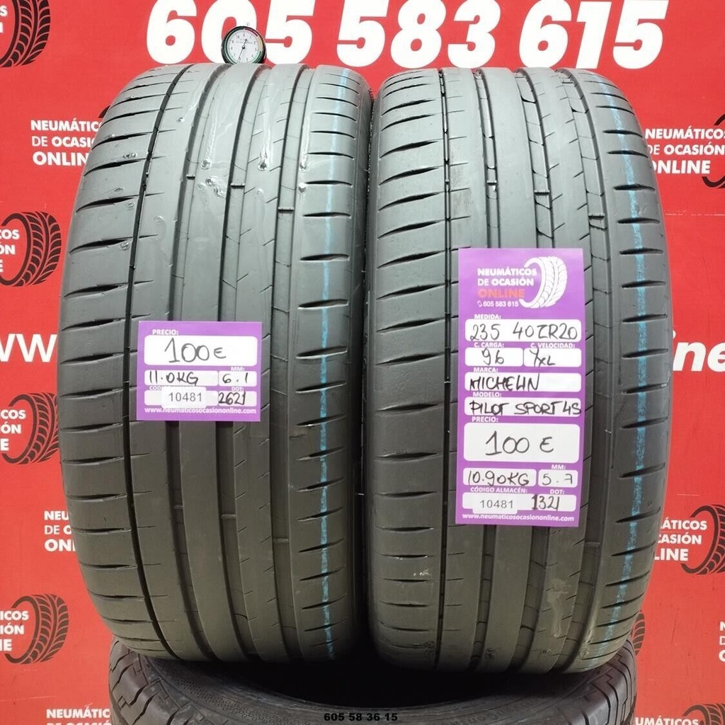 2x 235 40 Z R20 96Y XL MICHELIN PILOT SPORT 4S 6.1/5.7mm REF:10481