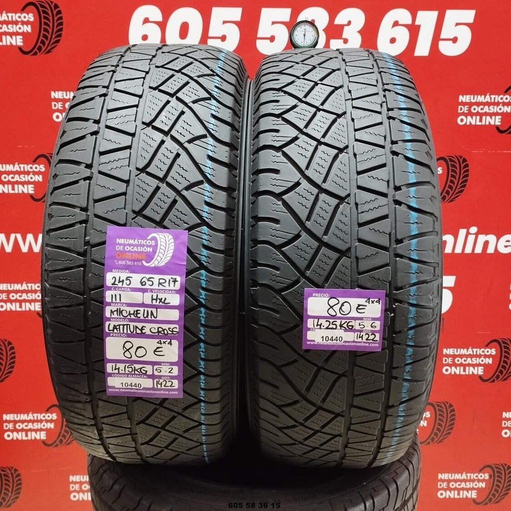 2x 245 65 R17 111HXL MICHELIN LATITUDE CROSS 4X4 5.2/5.6mm REF:10440