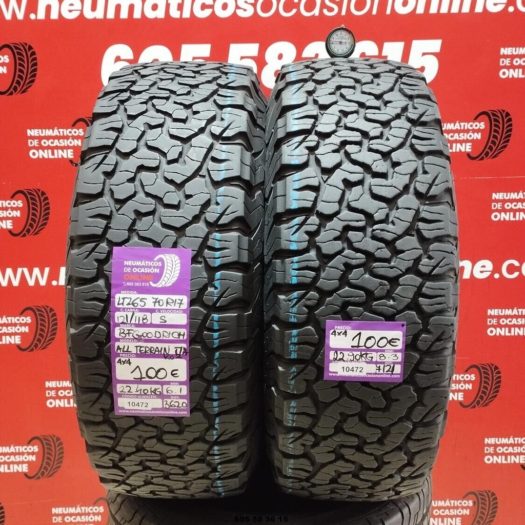 2x LT265 70 R17 121/118S BFGODDRICH ALLTERRAIN T/A 4X4 6.1/8.3mm REF:10472
