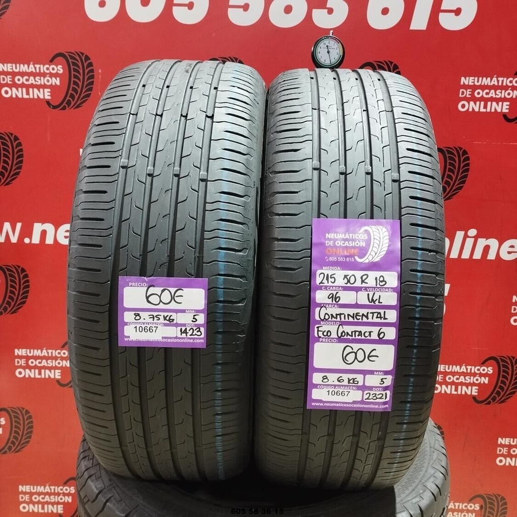 2x 215 50 R18 96V XL CONTINENTAL ECOCONTACT6 5.0/5.0mm REF.10667