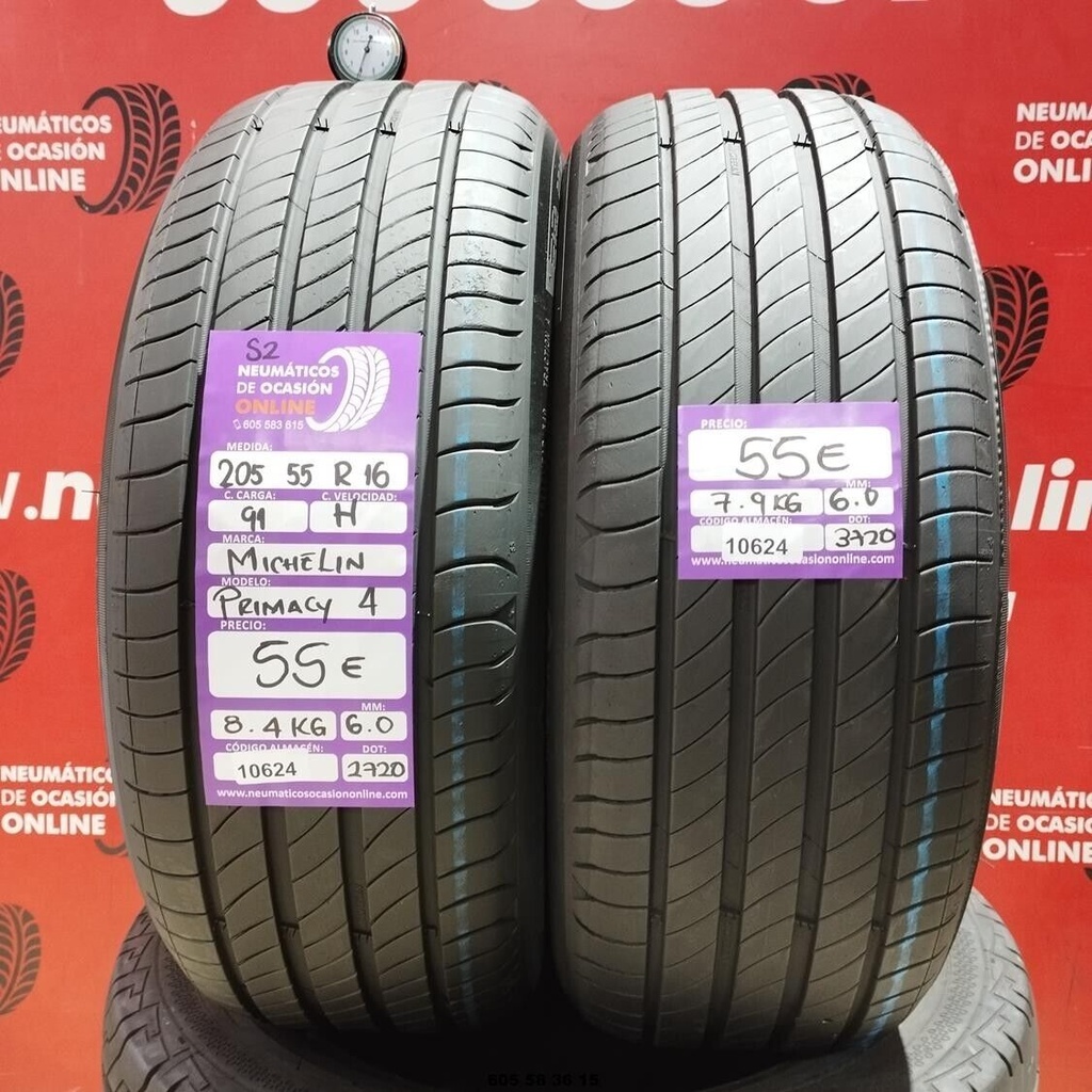 2x 205 55 R16 91H MICHELIN PRIMACY4 S2 6.0/6.0mm REF:10624