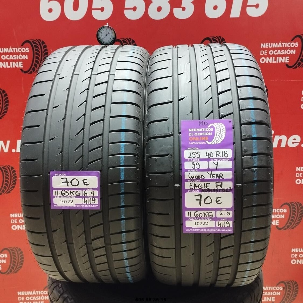 2x 255 40 R18 99Y GOODYEAR EAGLE F1 ASYMETRIC2 6.9/6.8mm REF:10722