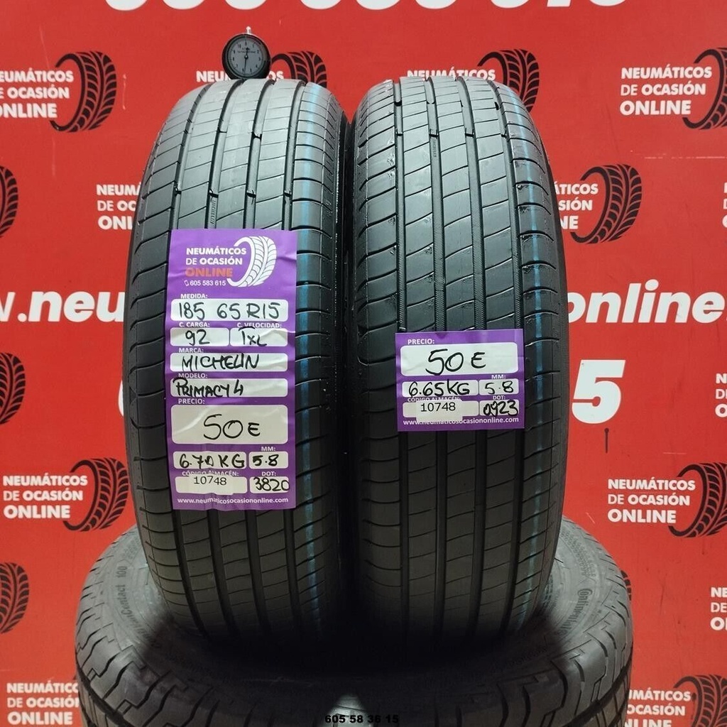 2x 185 65 R15 92TXL MICHELIN PRIMACY4 5.8/5.8mm REF:10748