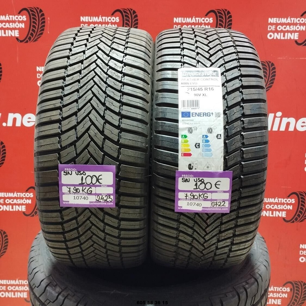2x 215 45 R16 90VXL BRIDGESTONE WEATHER CONTROL DOT: 2423 (SIN USO) Ref.10740
