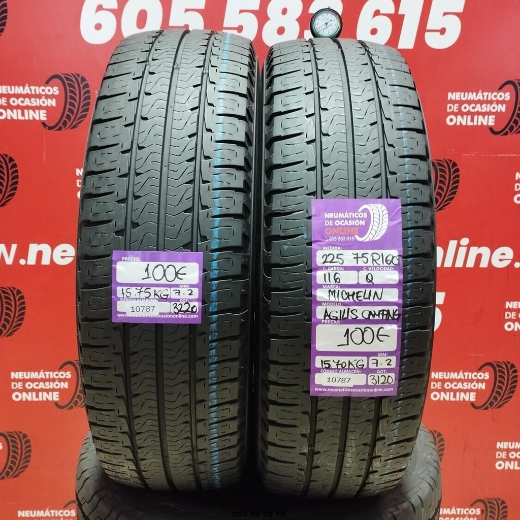 2x 225 75 R 16C 116Q MICHELIN AGILIS CAMPING 7.2/7.2mm REF:10787