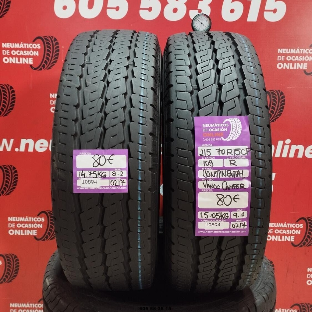 2x 215 70 R 15C 109R CONTINENTAL VANCO CAMPER 8.2/9.4mm Ref.10894