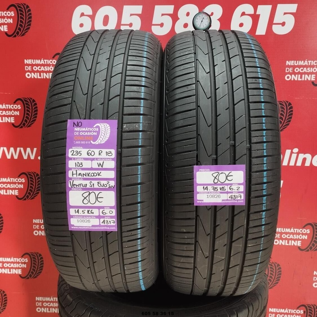 2x 235 60 R18 103W HANKOOK VENTUS S1 EVO2 SUV NO 6.0/6.2mm REF:10826