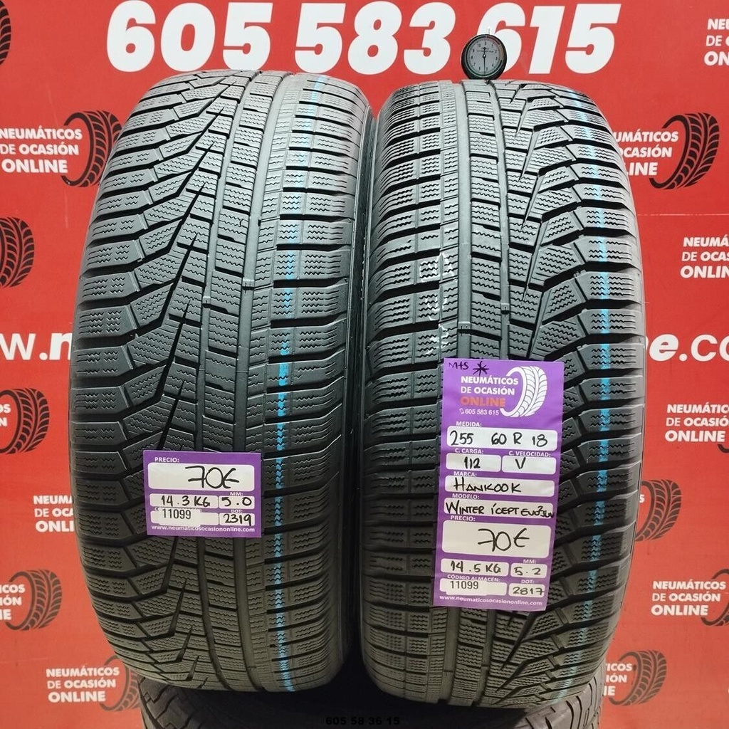 2x 255 60 R18 112V HANKOOK WINTER ICEPT EVO2 SUV M+S* 5 5.0/5.2mm REF:11099