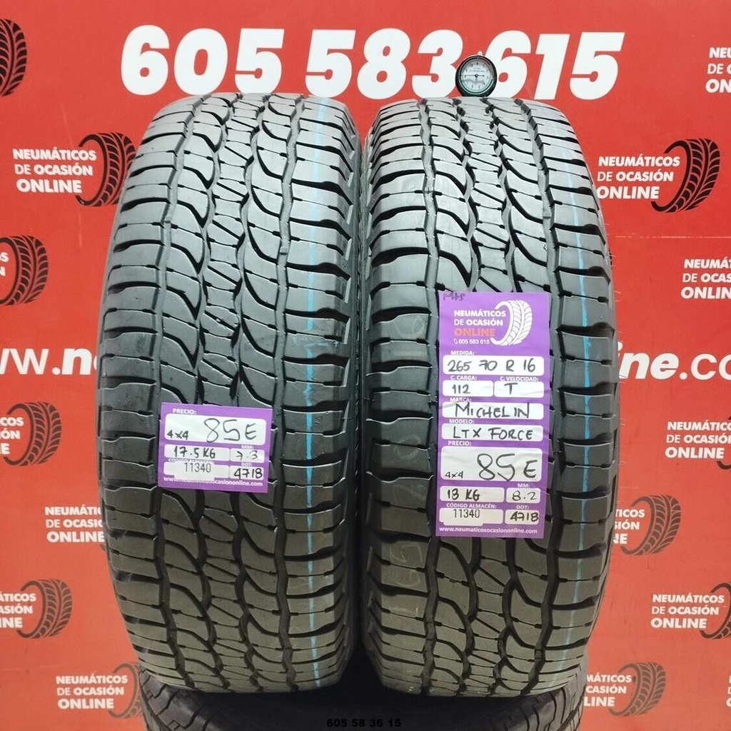 2x 265 70 R16 112T MICHELIN LTX FORCE 4X4 M+S 8.2/7.3mm REF:11340