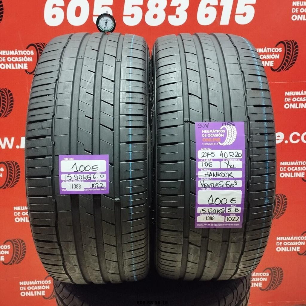 2x 275 40 R20 106YXL HANKOOK VENTUS S1 EVO3 SUV 6.0/5.8mm REF:11388