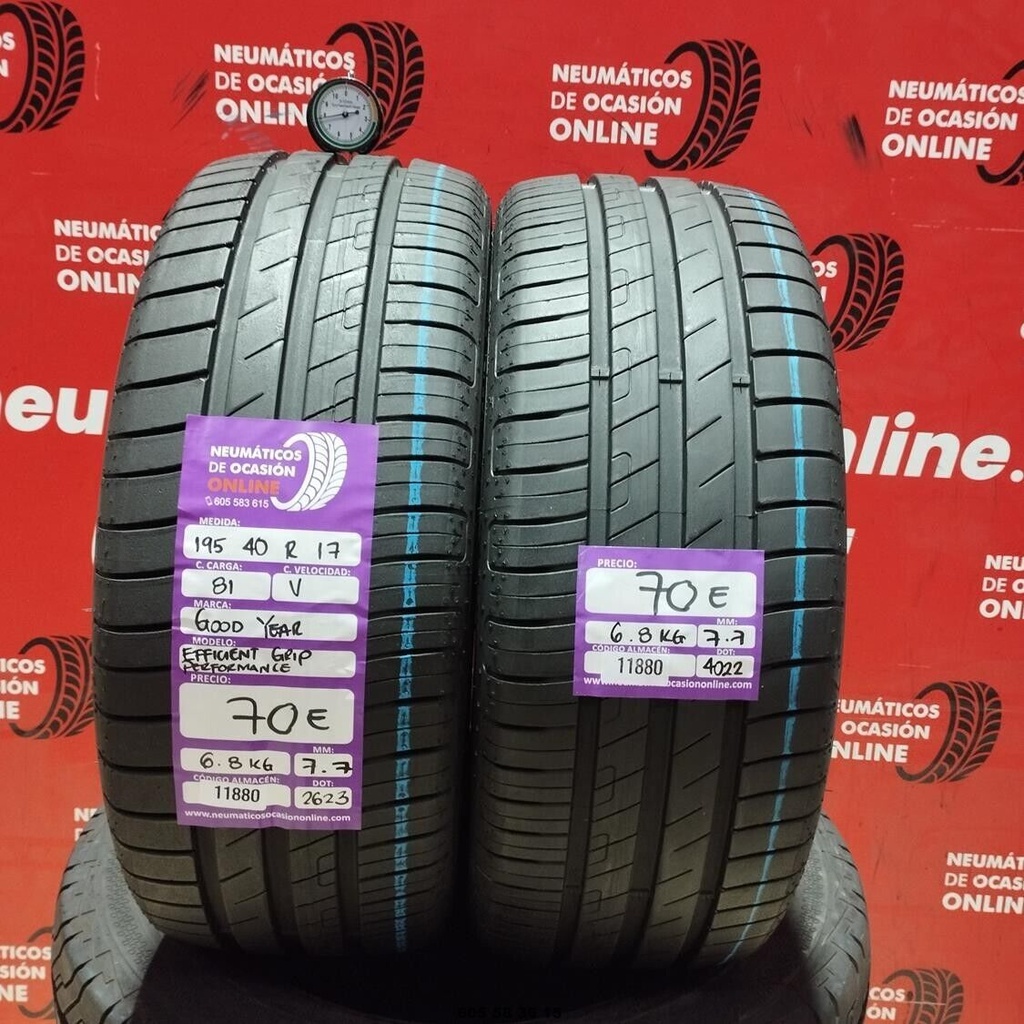 2x 195 40 R17 81V GOODYEAR EFFICIENT GRIP 7.7/7.7mm REF:11880
