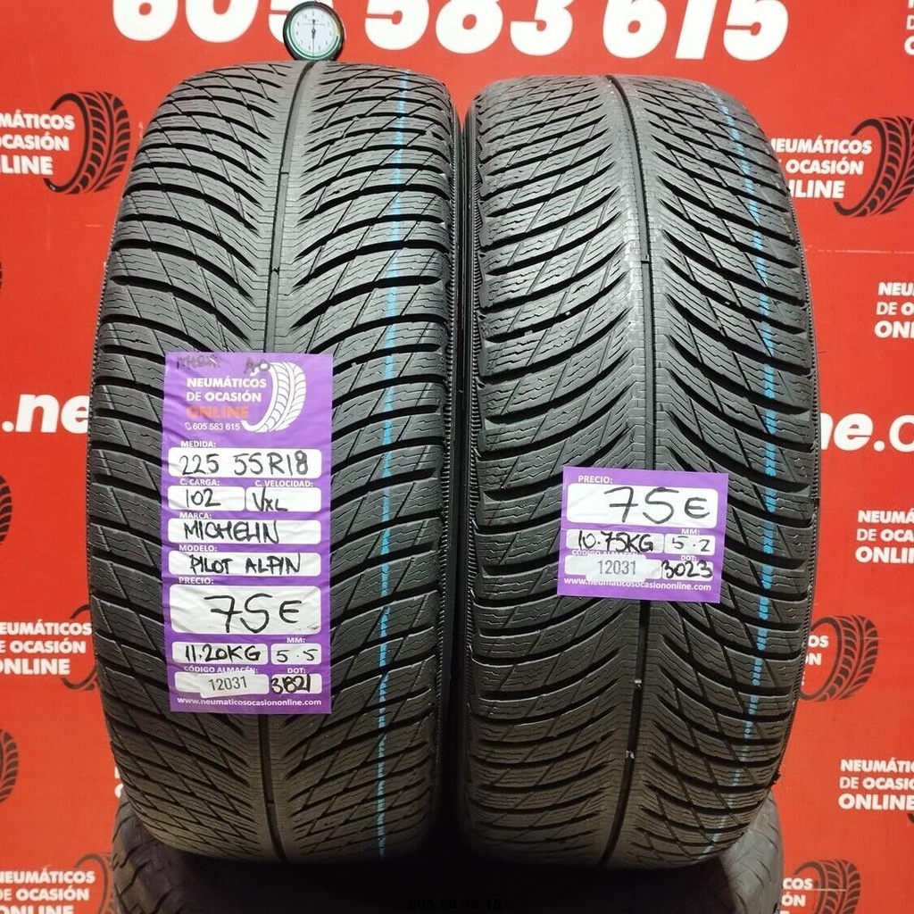 2x 225 55 R18 102VXL MICHELIN PILOT ALPIN M+S* 5.5/5.2mm REF:12031
