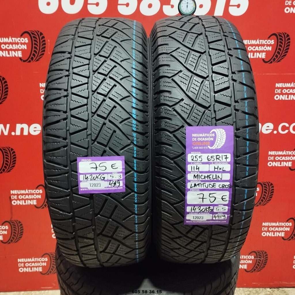 2x 255 65 R17 114HXL MICHELIN LATITUDE CROSS 5.3/5.5mm REF:12023