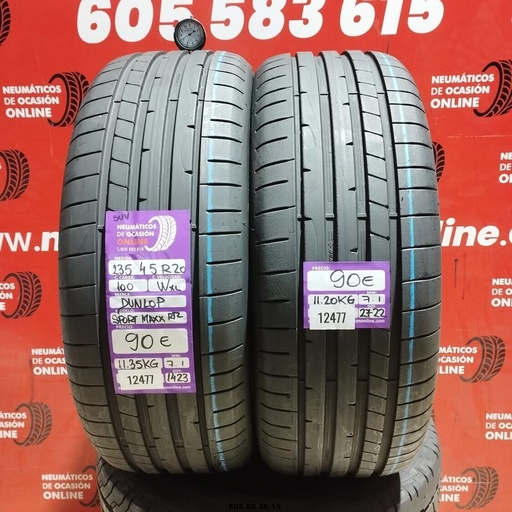 [Ref: 12477] 2x 235 45 R20 100WXL DUNLOP SPORT MAXX RT2 SUV 7.1/7.1mm REF:12477
