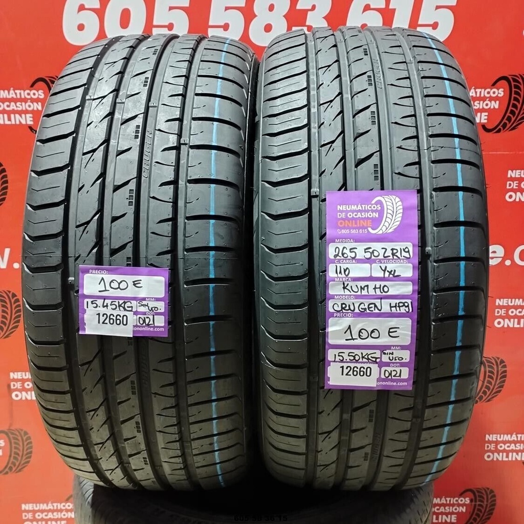 2x 265 50 ZR19 110YXL KUMHO CRUGEN HP91 DOT:0121 (SIN USO) Ref.12660