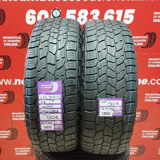 [Ref:13033] 2x 255 70 R18 113T COOPER DISCOVERER 4X4 5.2/5.2mm REF:13033
