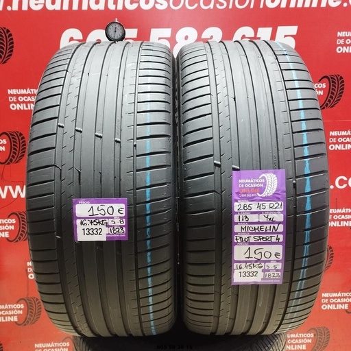 [Ref:13332] 2x 285 45 R21 113Y XL MICHELIN PILOT SPORT 4 5.8/5.5MM REF. 13332