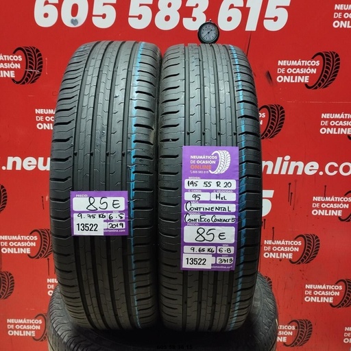 [Ref:13522] 195 55 R20 95H CONTINENTAL CONTI ECO CONTACT 5 6.5/6.8MM REF. 13522