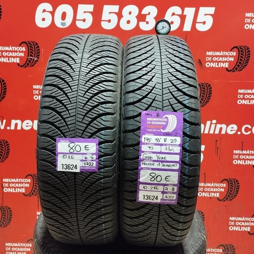 [Ref:13624] 195 55 R20 95H XL GOODYEAR VECTOR 4 SAISONS M+S* 6.5/7.8MM REF. 13624