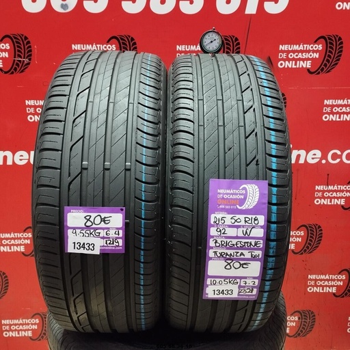 [Ref: 13433] 215 50 R18 92W BRIDGESTONE TURANZA T001 6.4/7.2MM RE. 13433