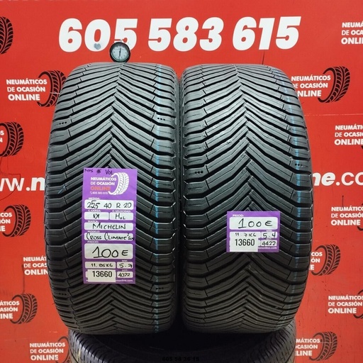 [Ref:13660] 2X 255 40 R20 101H XL MICHELIN CROSS CLIMATE 2 M+S* SUV 5.7/5.4MM REF. 13660