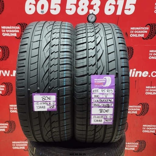 [Ref:13448] 2x 255 45 R19 100V Continental Cross Contact Ühp 6.0/6.4MM Ref. 13448
