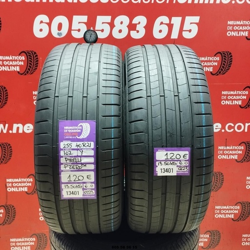 [Ref:13401] 2x 255 40 R21 102Y Pirelli Pzero Tm 6.0/6.0MM Ref. 13401
