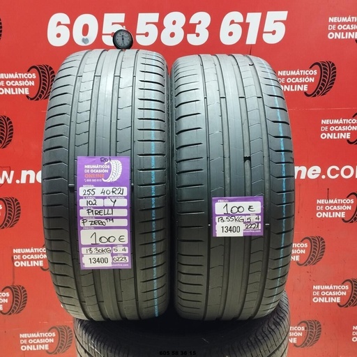 [Ref:13400] 2x 255 40 R21 102Y Pirelli Pzero Tm R01 5.4/5.4MM Réf. 13400