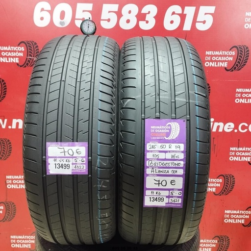 [Ref:13499] 2x 245 50 R19 105W XL BRIDGESTONE ALENZA 001 5.0/5.6MM REF. 13499