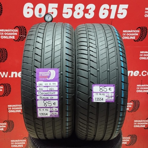 [Ref:13554] 2x 245 50 R19 105W XL BRIDGESTONE ALENZA 001 6.2/6.4MM REF. 13554