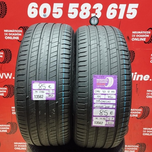 [Ref:13562] 2x 245 50 R19 105W XL MICHELIN LATITUD SPORT 3 ZP RFT 5.3/5.3MM REF. 13562