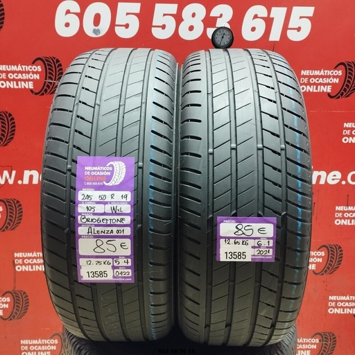 [Ref:13585] 2x 245 50 R19 105W XL BRIDGESTONE ALENZA 001 5.4/6.1MM REF. 13585