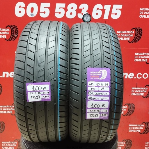 [Ref:13523] 2x 245 50 R19 105W XL BRIDGESTONE ALENZA 001 5.7/6.3MM REF. 13523
