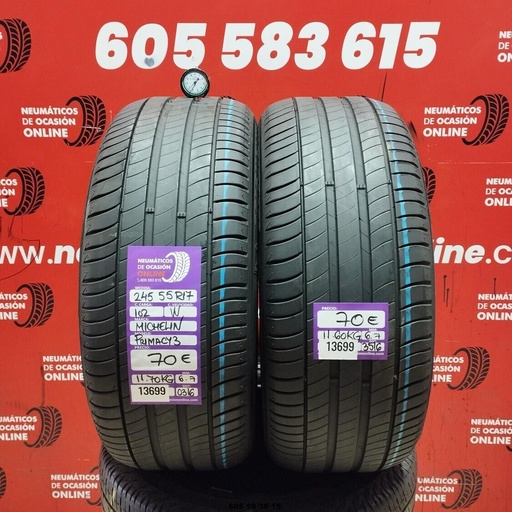 [Ref:13699] 2x 245 55 R17 102W MICHELIN PRIMACY 3 6.7/6.7MM REF. 13699
