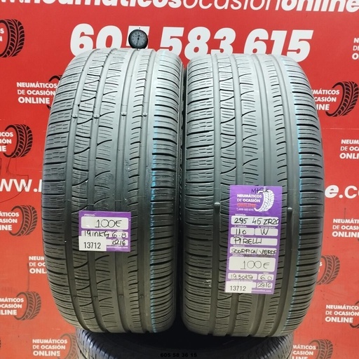 [Ref:13712] 2x 295 45 ZR20 110W PIRELLI SCORPION VERDE M+S* 6.0/6.8 MM REF. 13712
