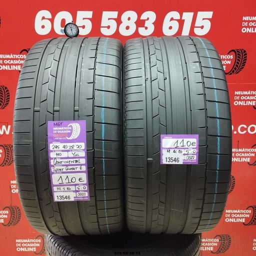 [Ref:13546] 2x 295 40 ZR20 110Y XLCONTINENTAL SPORT CONTACT6 MGT 5.0/5.0MM REF. 13546