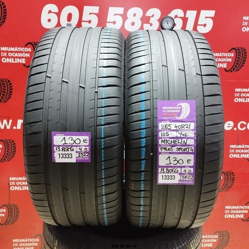 [Ref:13333] 2X 265 40 R21 105Y XL MICHELIN PILOT SPORT 4 4.8/4.8MM REF. 13333