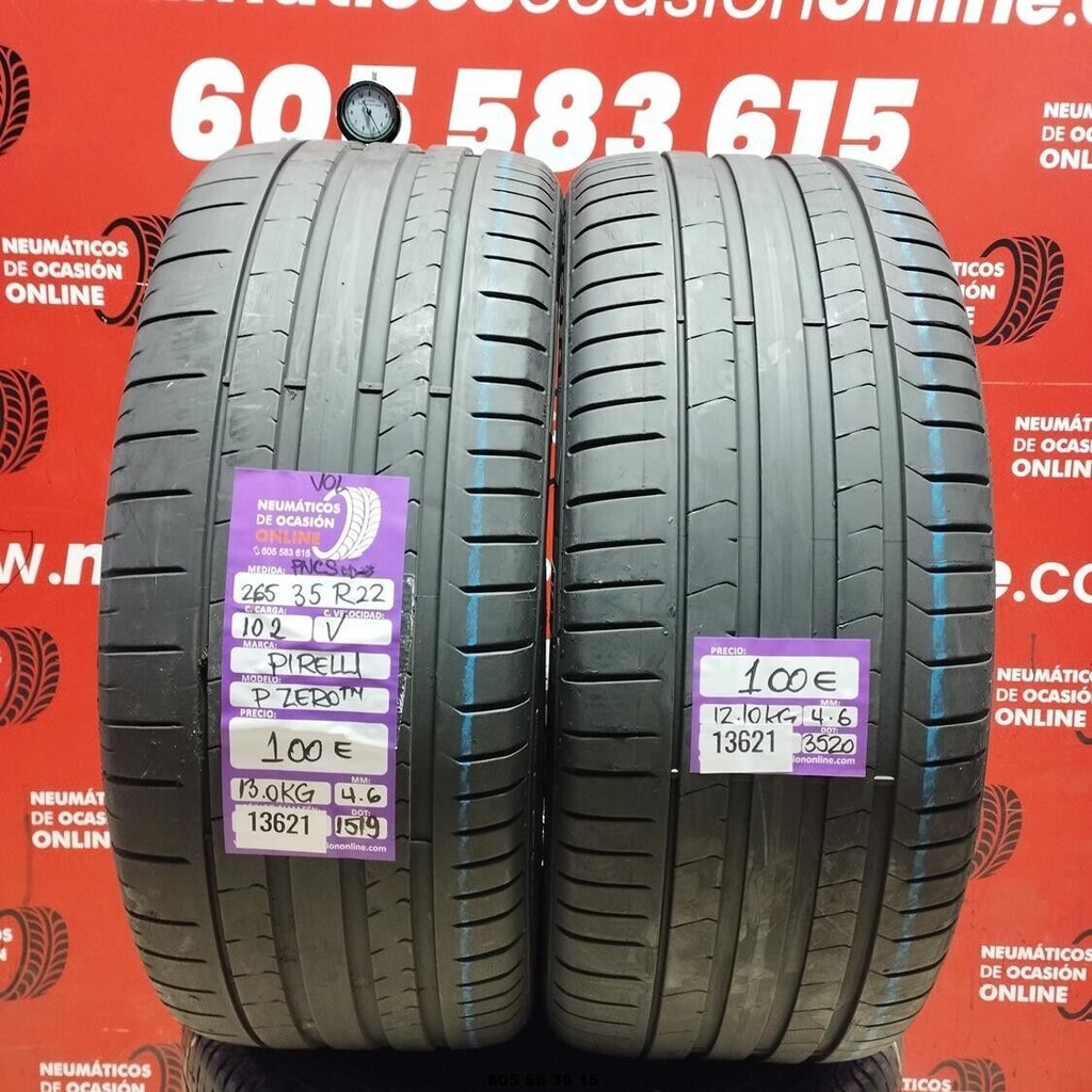2X 265 35 R22 102V PIRELLI PZERO TM PNCS VOL 4.6/4.6MM REF. 13621