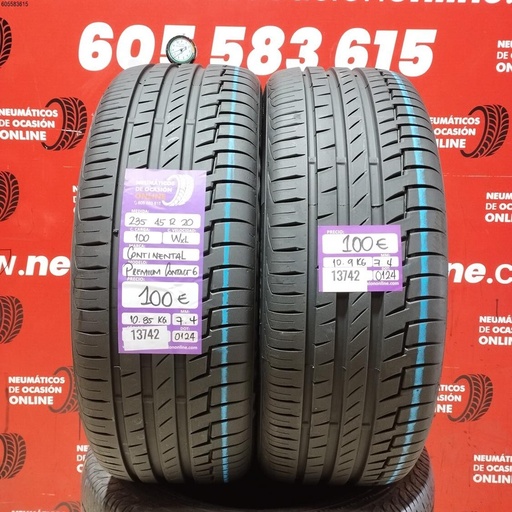 [Ref:13742] 235 45 R20 100W XL Continental Premium CONTACT6 7.4/7.4MM Réf. 13742